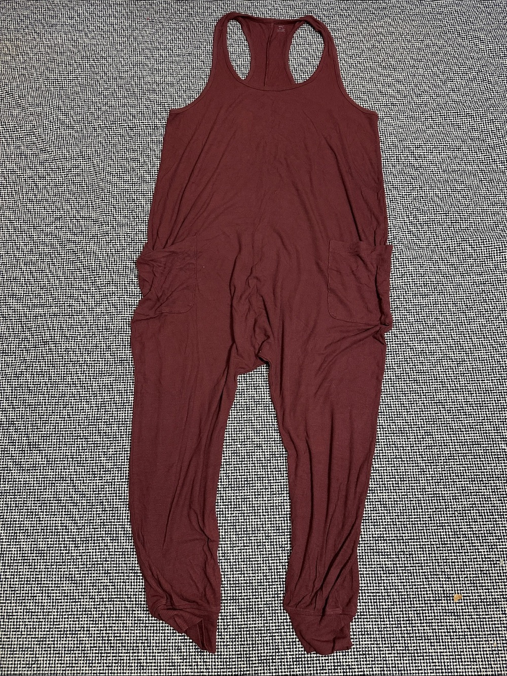 aerie Cocoa Racerback Jumpsuit with Side Pockets